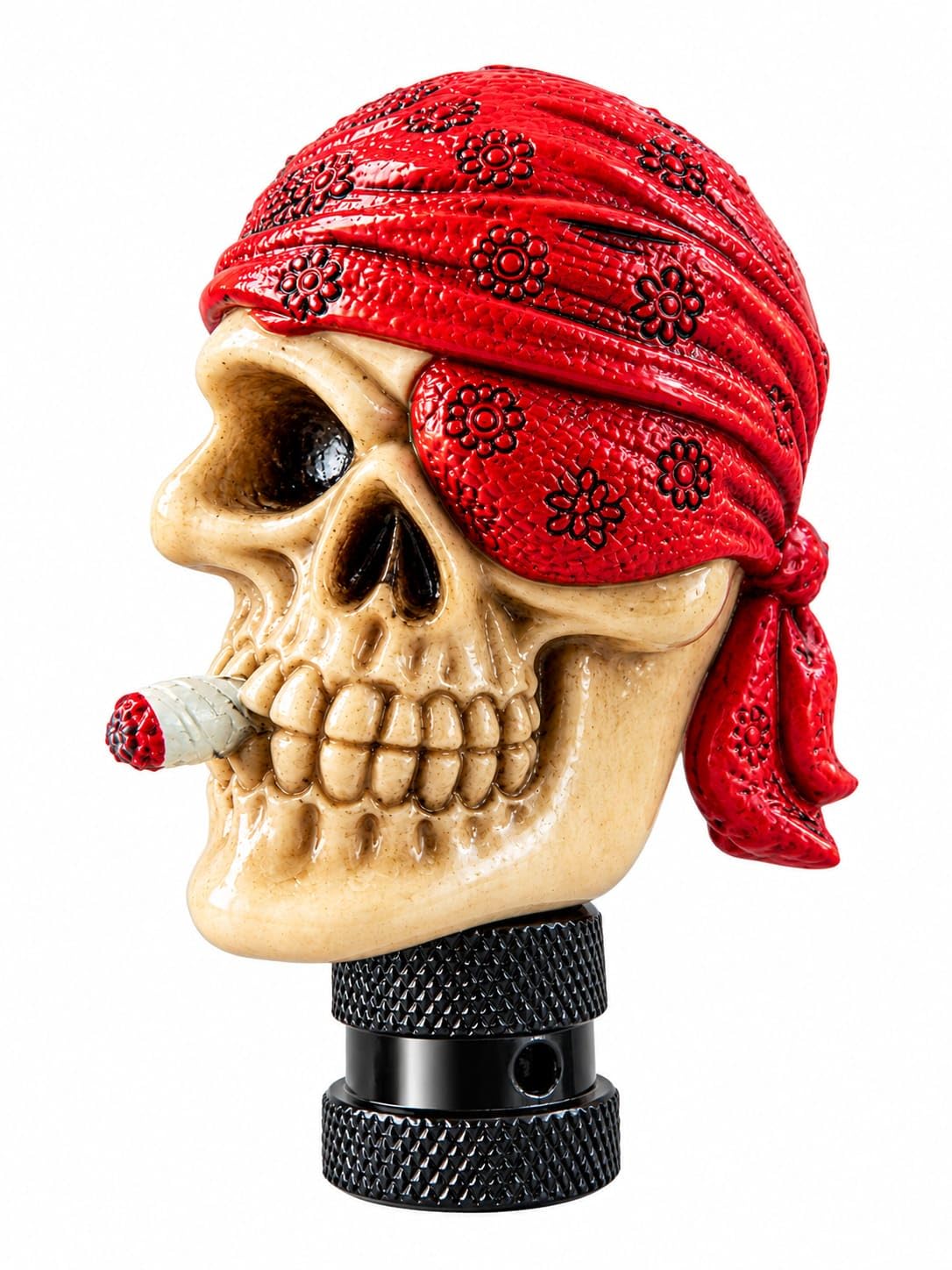Pirate Skull Gear Shift Knob with Red Bandana for Manual Cars